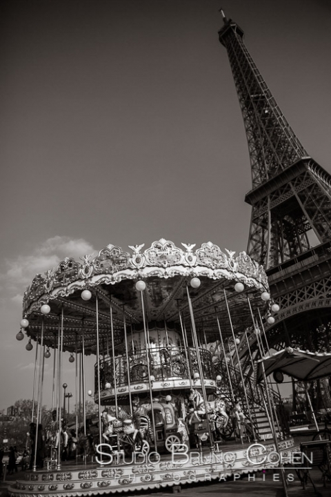 carousel front of Eiffel Tower in paris proposal
