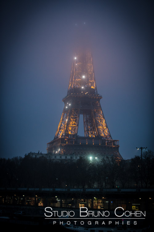 amazing Eiffel Tower in paris at night winter 