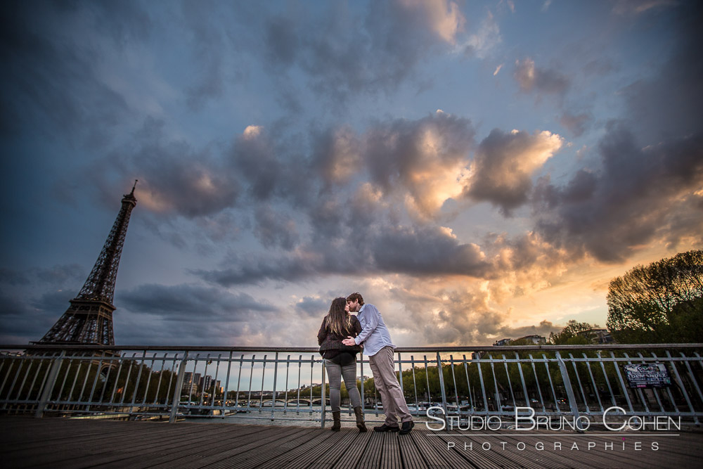 Eiffel Tower at Sunset engagement photo