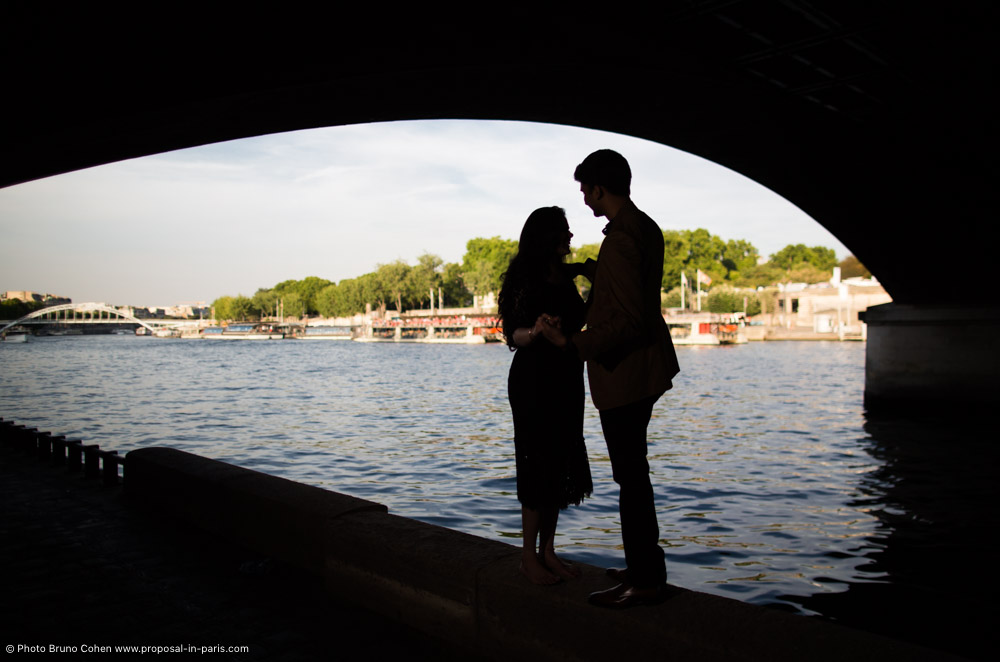 Emotional surprise proposal in an amazing spot in Paris by hidden photographers and videographers