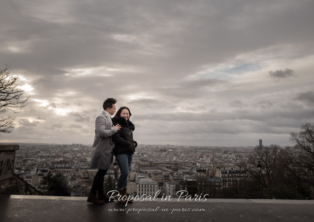 Proposal in Montmartre, overlooking Paris