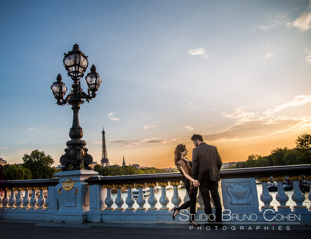amazing portrait couple in love from paris at sunset summer proposal front of eiffel tower